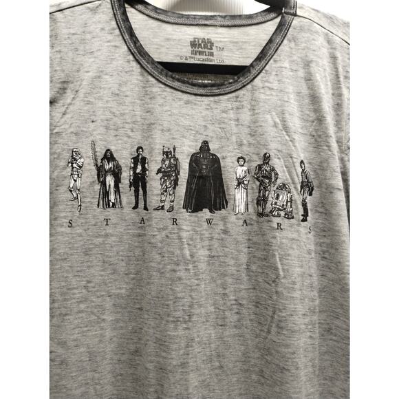 Hot Topic Star Wars NWOT Women's Size XL Heather Gray Character Ringer T-Shirt - Picture 2 of 6